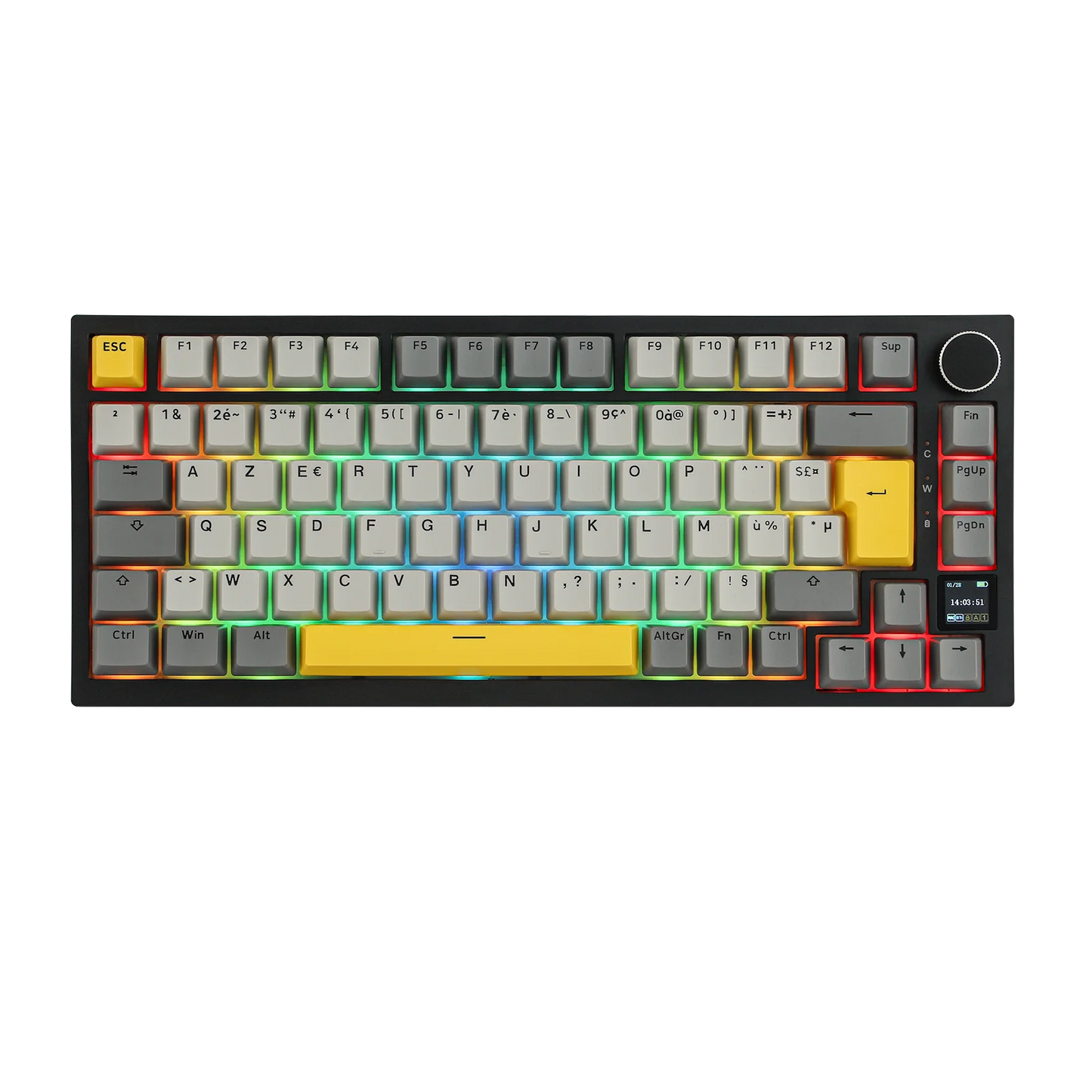 ISO-FR-Layout EPOMAKER X AJAZZ AK820 PRO 75% AZERTY Französisch Hot-Swap kabelgebundene/BT/2.4GHz kabellose mechanische Tastatur für Win/Mac/PC