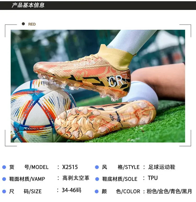 Unisex Teen Low Top Football Shoes Lightweight Elastic Sole Anti Slip Short Spikes Lawn Field Match Training Sneakers