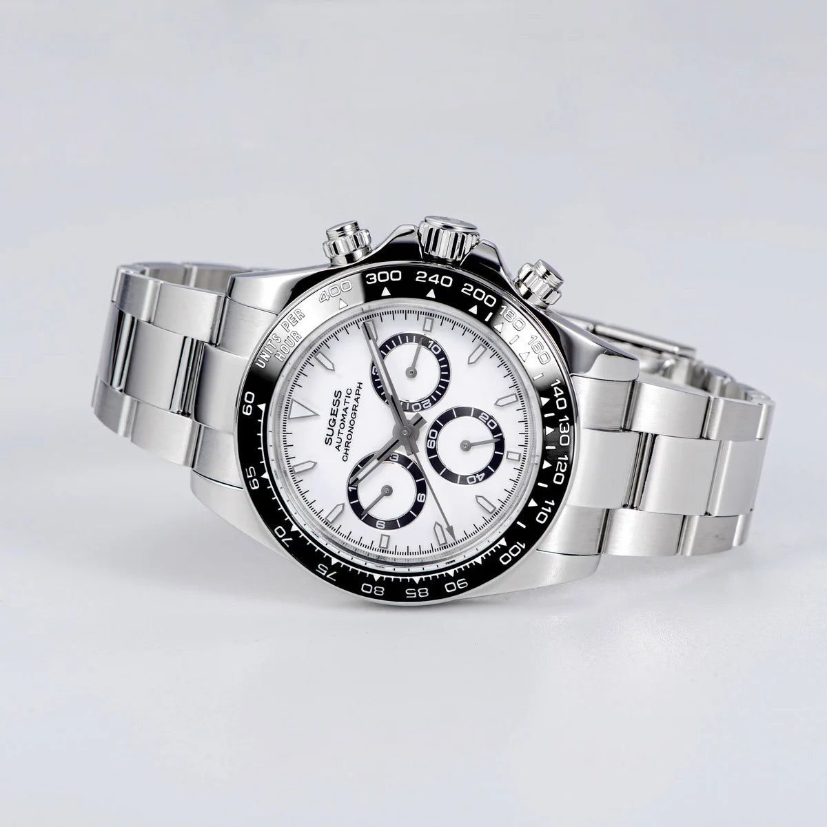 Sugess Diving Mens Watch Panda Automatic Mechanical Chronograph Peacock SL4801 Movement Wristwatch Waterproof Ceramic Bezel New
