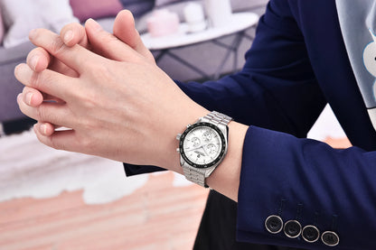 Pánske hodinky PAGANI DESIGN „New Moon“ – luxusné quartzové hodinky, chronograf, zafírové sklo s antireflexnou úpravou, keramický rámček, luminiscenčné ručičky