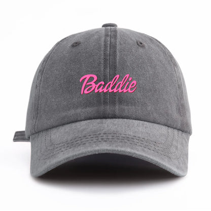 1pc Baddie Print Washed Baseball Cap for Adults,  Minimalist Retro Style Casual Soft Adjustable Dad Hat, Perfect As Gift