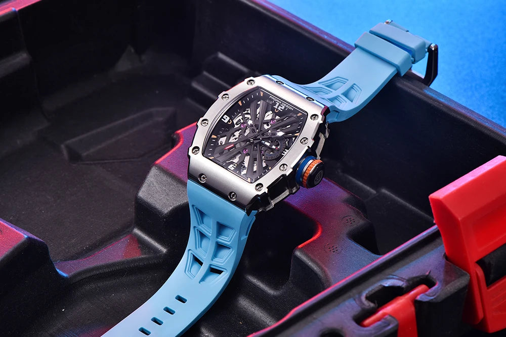 PAGANI DESIGN Newest Luxury Skeleton Watches VH65 Man Quartz Watch 42MM Rubber Strap Sapphire Glass Waterproof reloj hombre