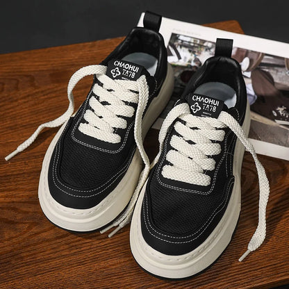 Men's Ultralight Breathable Mesh Sneakers 2025 Fashion Thick Sole Casual Shoes Comfortable Lace-up Trainers for Daily Walking