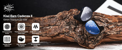 Auricolari HiFi IEM Linsoul Kiwi Ears Cadenza II con driver dinamico in titanio da 10mm, KARS 2.0 e cavo removibile