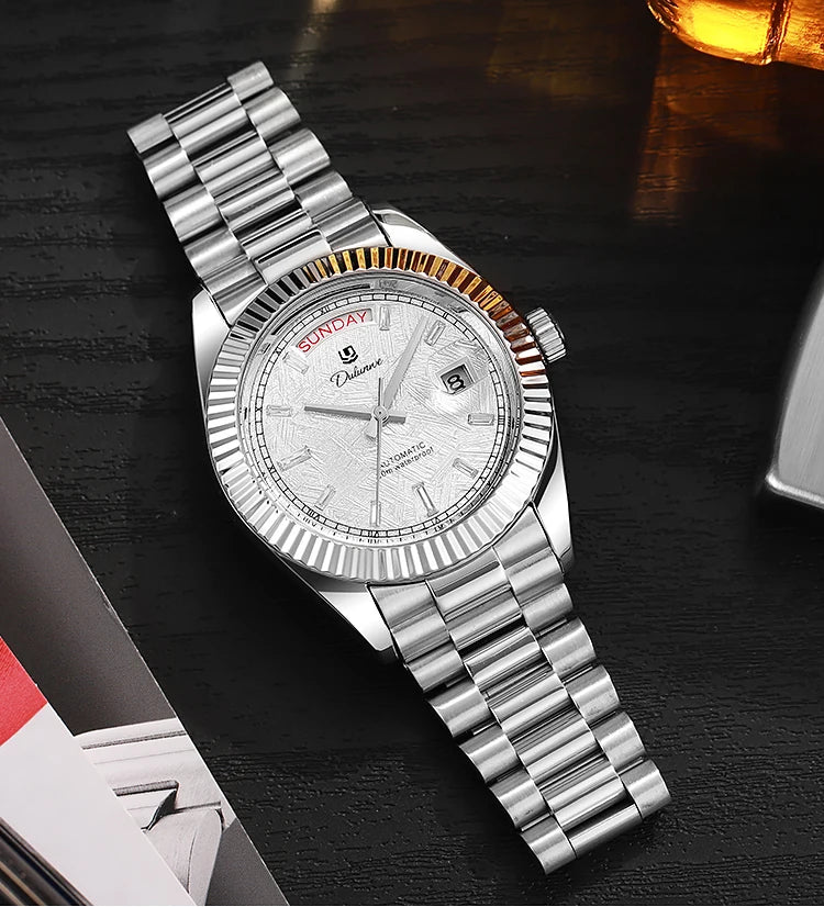 Top Brand Business Men's Watches Luxury Calendar Week Automatic Mechanical Watch for Man Waterproof Gold Stainless Steel