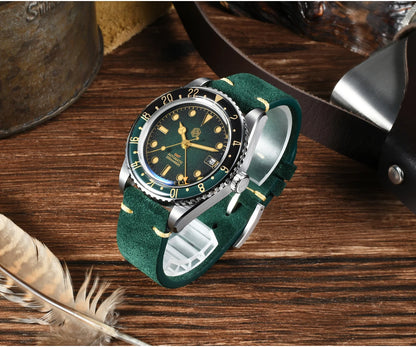San Martin 2025 Men's Watches Retro NH34 GMT Sandwich Dial 40mm Bidirectional Sapphire Bezel Luxury Sports Watch 20Bar SN0134