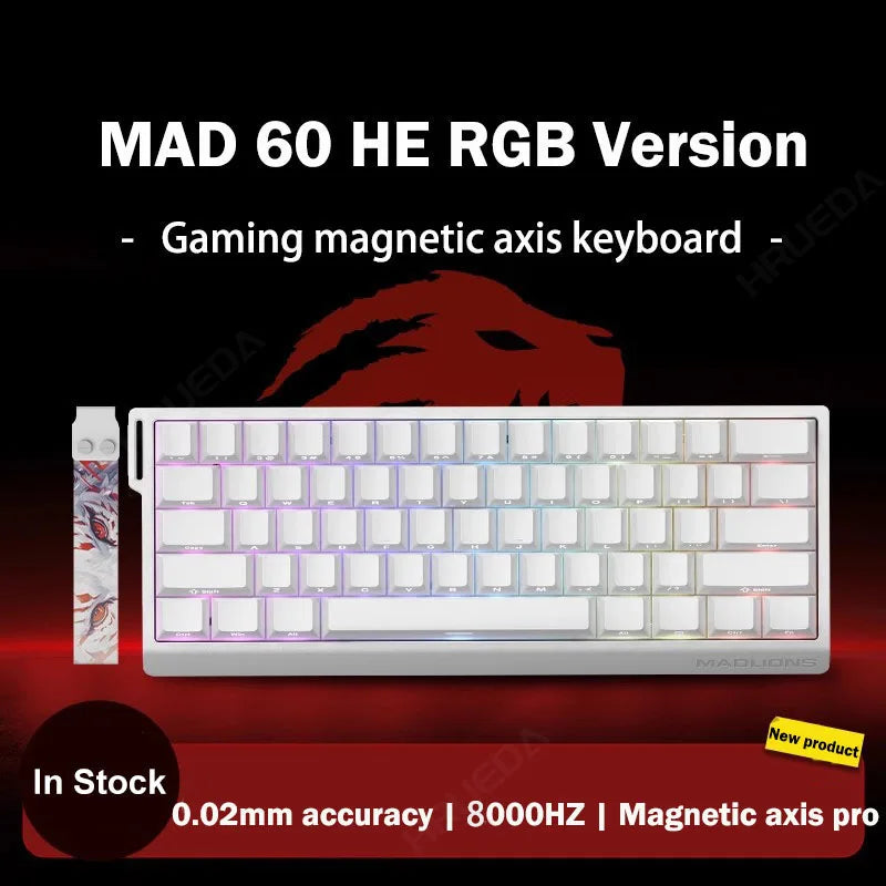 MADLIONS Mad 60he Mad60HE Mad 68HE Teclado mecânico com interruptores magnéticos, com fios, hot-swap, taxa de polling 8K, teclado gaming personalizado