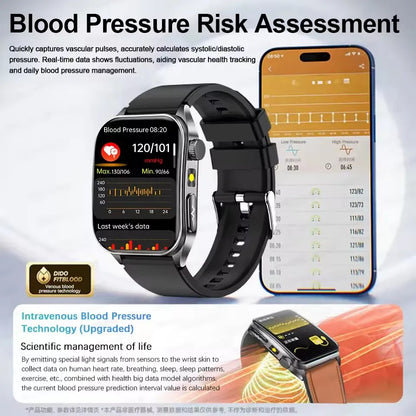 2026 New 650nm Laser Therapy Blood Fat Uric Acid Blood Pressure Smart Watch ECG+PPG Precise Health Monitor Smartwatches For Men