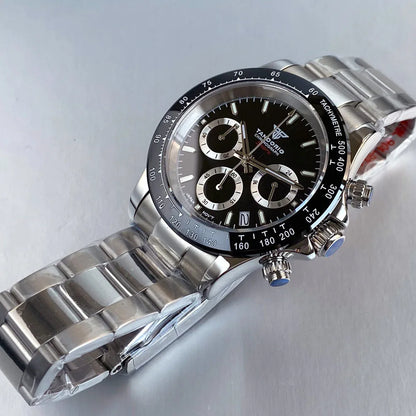 Reloj de lujo para hombre VK63 con movimiento de cuarzo, cronógrafo de negocios, 39mm, acero/oro rosa, fecha, esfera luminosa y cronógrafo completo