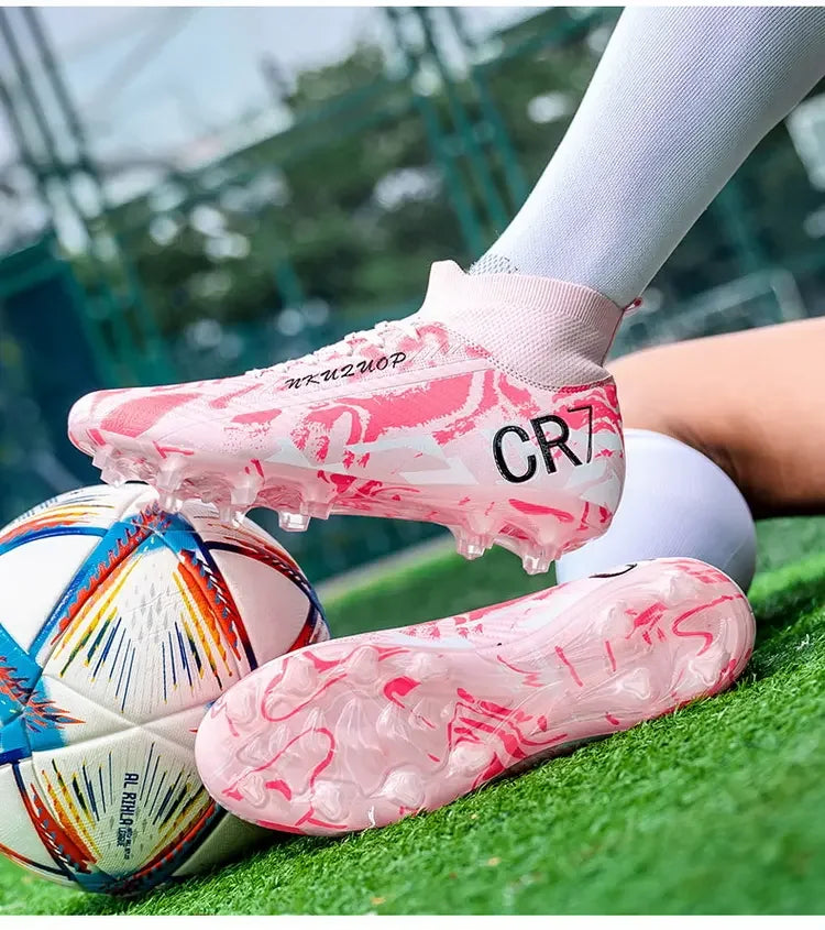 Unisex Teen Low Top Football Shoes Lightweight Elastic Sole Anti Slip Short Spikes Lawn Field Match Training Sneakers