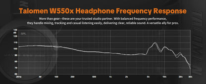 Cuffie cablate over-ear Talomen TOP W550X con driver da 50mm, bassi profondi, cavo rimovibile e microfono integrato – Headset per gaming, DJ, studio e ufficio