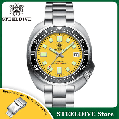 STEELDIVE New Arrival 44mm SD1974 Orange Dial Ceramic Bezel Super Luminous 200m NH35 Automatic Dive Watch with Milled Clasp