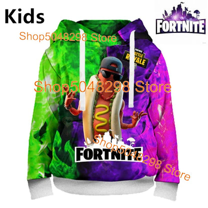 Hot Game Fortnite Hero Print Sweatshirt für Jungen und Mädchen, 3D-Kleidung, lässiger Kinder-Hoodie, für Kinder, Erwachsene, Herren und Damen, Frühlings- und Herbst-Pullover