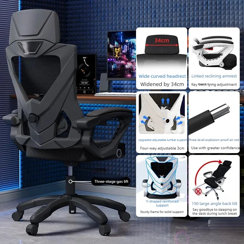 Luxury Ergonomic Office Chair Recliner Gaming Chair with Armrests, High Back Swivel Office Chair, Comfortable Home Office Furniture with Adjustable Height