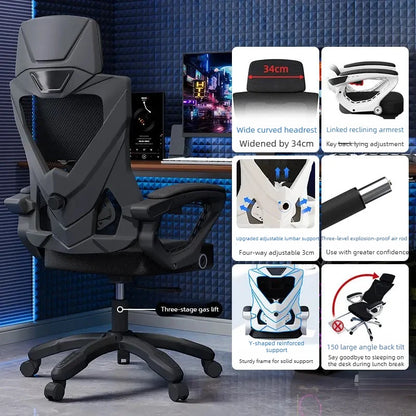 Luxury Ergonomic Office Chair Recliner Gaming Chair with Armrests, High Back Swivel Office Chair, Comfortable Home Office Furniture with Adjustable Height