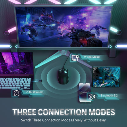 ATTACK SHARK X11 bežični gaming miš s punjačem, gaming senzorom PixArt PAW3311, BT/2.4G bežično/žično