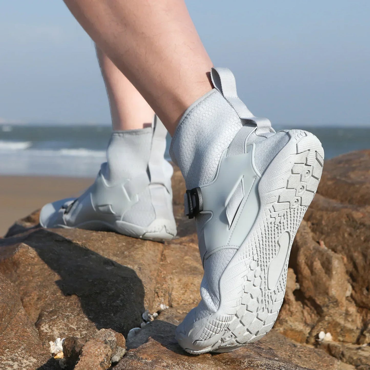 Zapatillas deportivas de exterior para senderismo y vadeo, unisex, para natación, calzado acuático de caña alta barefoot, zapatos aqua para playa, fitness, buceo y surf