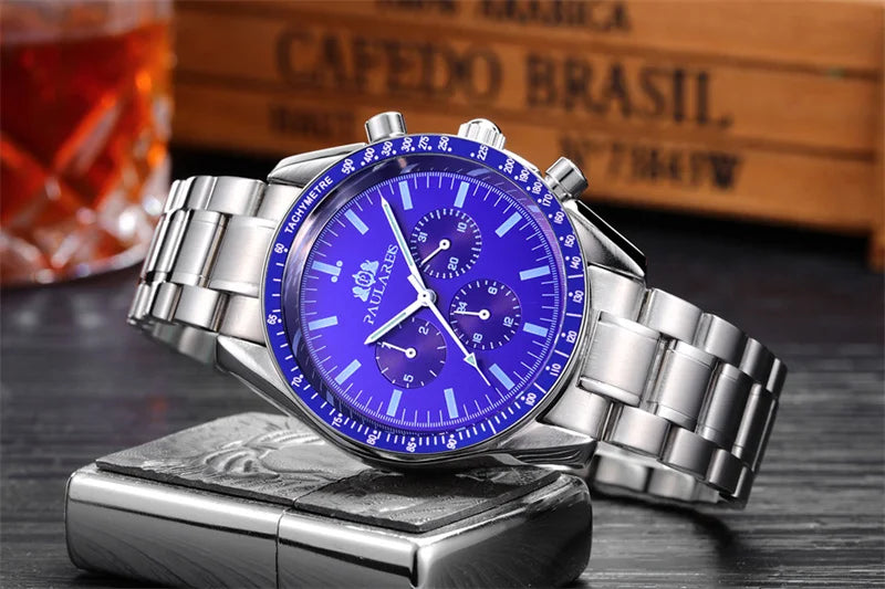 PAULAREIS P Brand Luxury Men Mechanical Watches Calendar Business Watch Men's Sports Waterproof Stainless Steel Automatic Watches