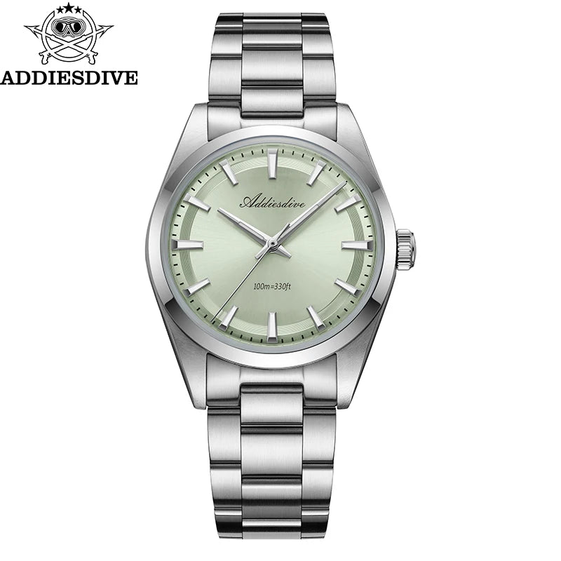 Orologio da uomo ADDIESDIVE in acciaio, stile di lusso, dotato di vetro bombato, movimento al quarzo e rivestimento luminescente blu BGW9; impermeabile fino a 100 ATM, display analogico – Modello AD2066
