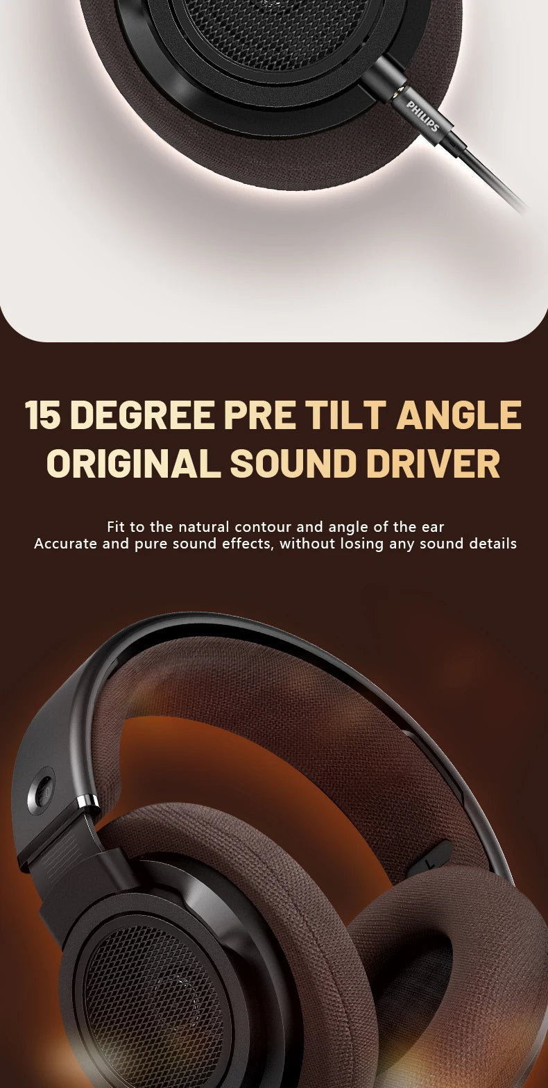 Philips SHP9500CY HiFi Open-Back Headphones Ultra-Comfortable Over-Ear Design Crisp Clear Sound Lightweight & Durable Build