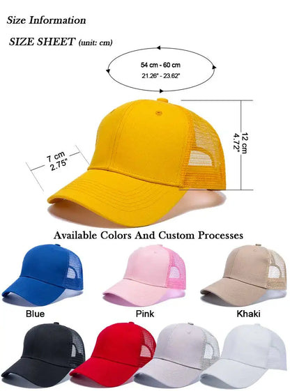 Gorras de béisbol al por mayor para hombre, gorras casuales, gorras de malla para mujer, gorras unisex con logotipo personalizado, gorras bordadas