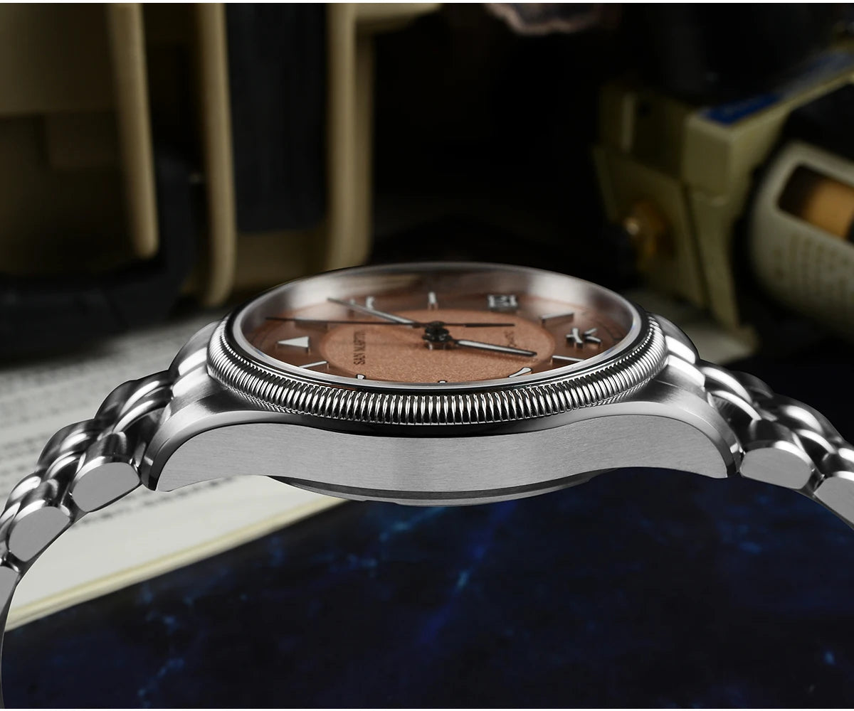 San Martin 39.5mm Retro Chinese Characters Indices Dial Men Pilot Watch YN55 100M Waterproof BGW-X1 Luminous SN0033C