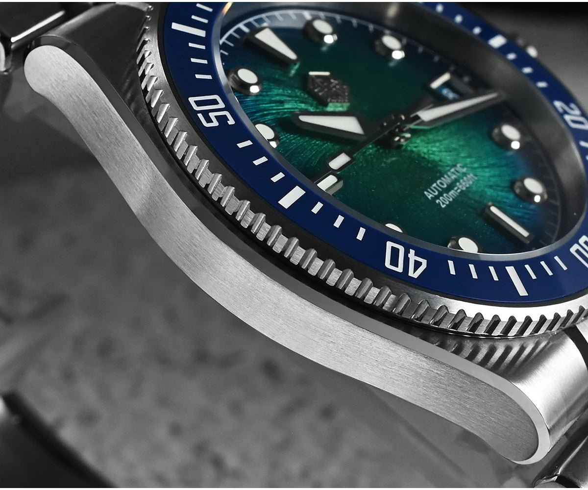 San Martin 40mm Enamel Spiral Dial Integrated Bracelet Men Diver Watch Miyota 9015 Automatic Mechanical Waterproof 200m SN0148