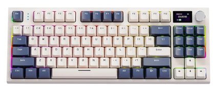 Teclado mecânico ATTACK SHARK K86 com botão metálico, ecrã TFT inteligente a cores, layout de 87 teclas, iluminação RGB e ligação trimodo