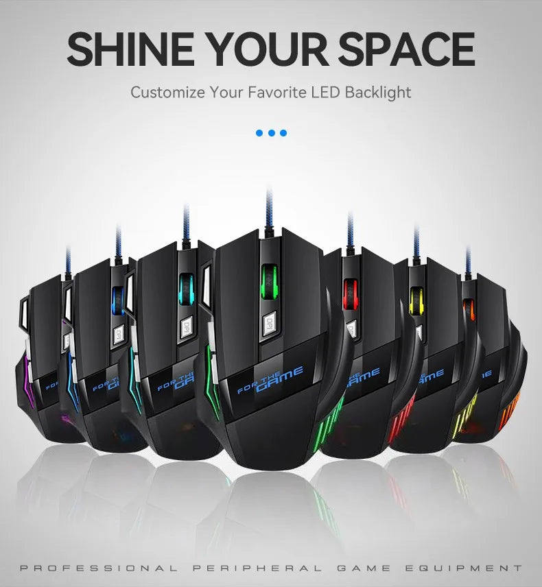 1 db új Hyperspeed USB gamer egér RGB háttérvilágítással, ergonomikus gamer egér, 7D e-sport vezetékes egér laptophoz és gamer PC-hez