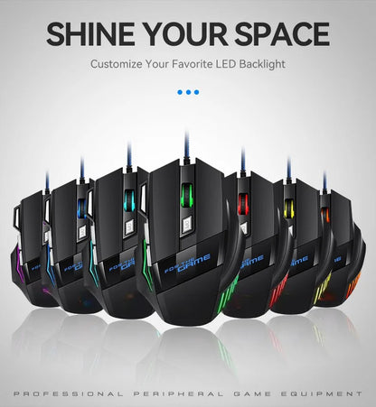 1 db új Hyperspeed USB gamer egér RGB háttérvilágítással, ergonomikus gamer egér, 7D e-sport vezetékes egér laptophoz és gamer PC-hez