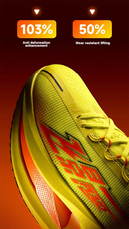 QIAODAN Feiying Plaid 3 Chaussures de course pour homme à semelle en carbone, baskets de marathon, chaussures de sport à amorti rebondissant QDB023262290