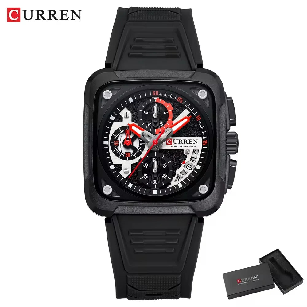 Top Brand CURREN Men's Watches Luxury Square Quartz Wrist Watch Original Waterproof Luminous Chronograph Watch for Men Relogio