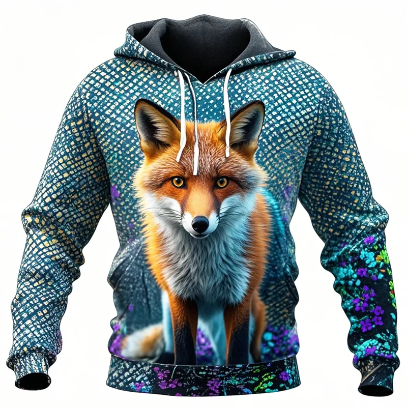Autumn Fox Animal Graphic 3D Print Hoodies Women Men Fashion Long Sleeve Hooded Sweatshirts Streetwear Pullovers Female Clothing