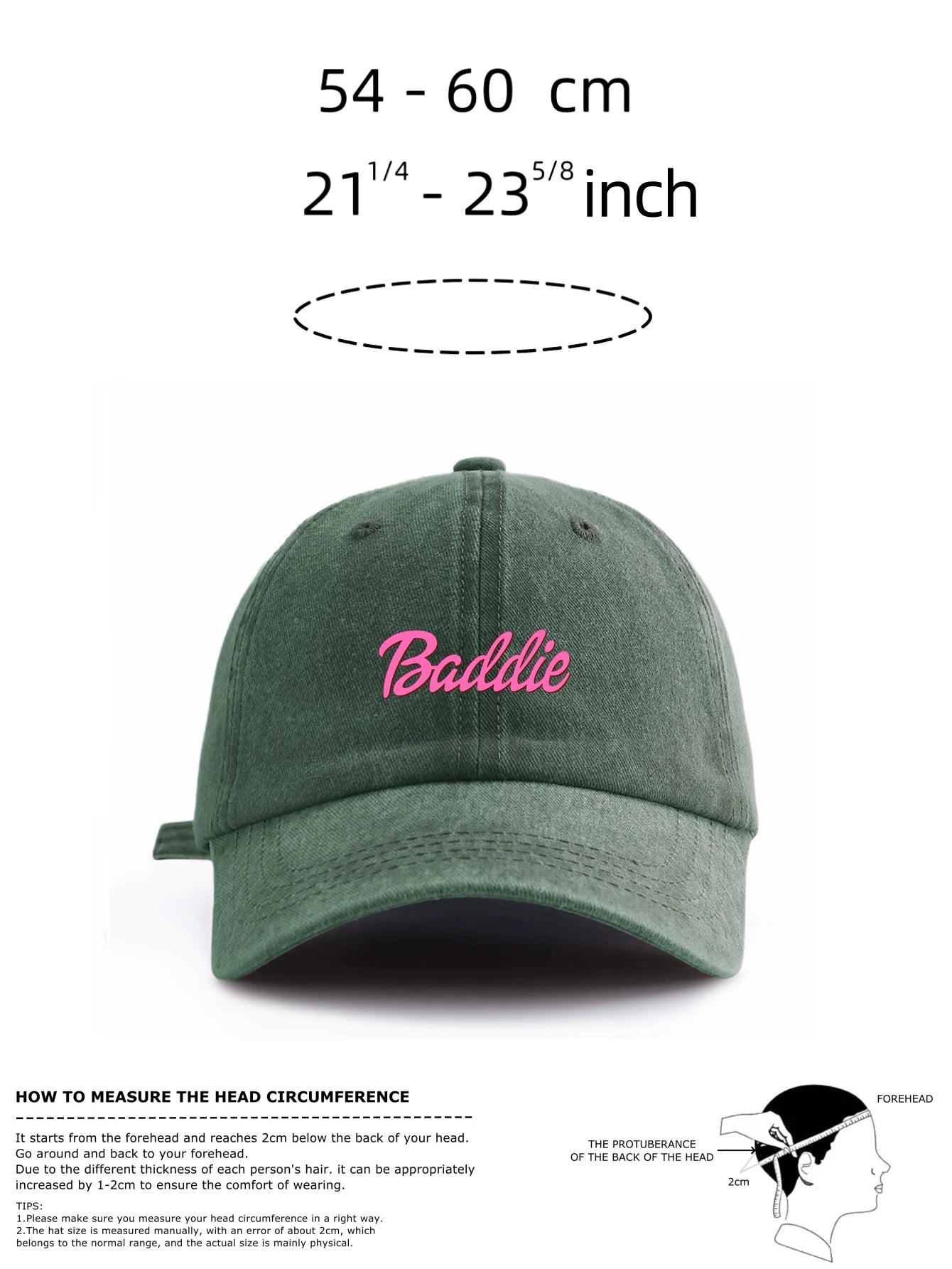 1pc Baddie Print Washed Baseball Cap for Adults,  Minimalist Retro Style Casual Soft Adjustable Dad Hat, Perfect As Gift