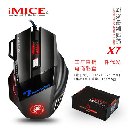 IMICE X7 Optical Gaming Mouse Adjustable DPI Ergonomic Anti-Slip Design Colorful Luminous Suitable for Desktop Computers Laptop