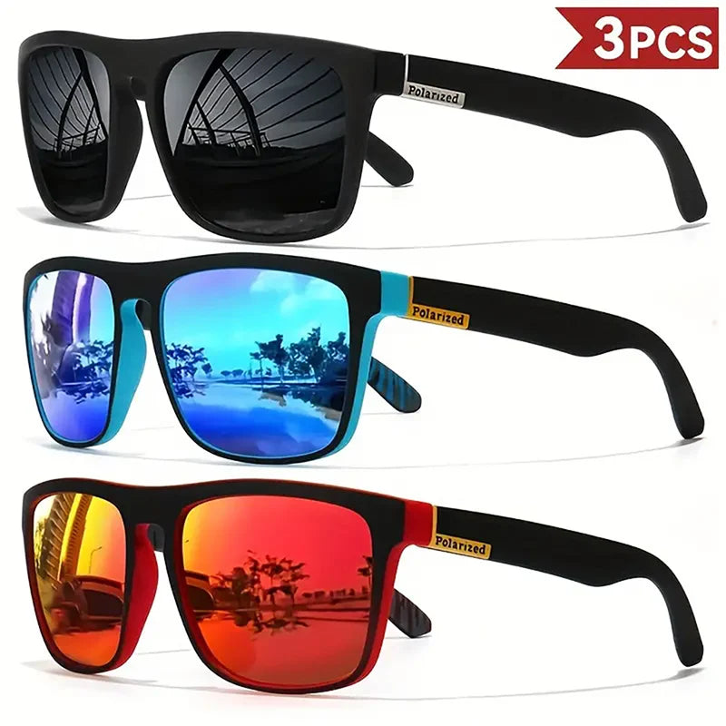 1/3/4PCS Men Classical Square Sports Sunglasses Lightweight PC Frame UV400 for Driving Fishing Cycling Unisex Durability