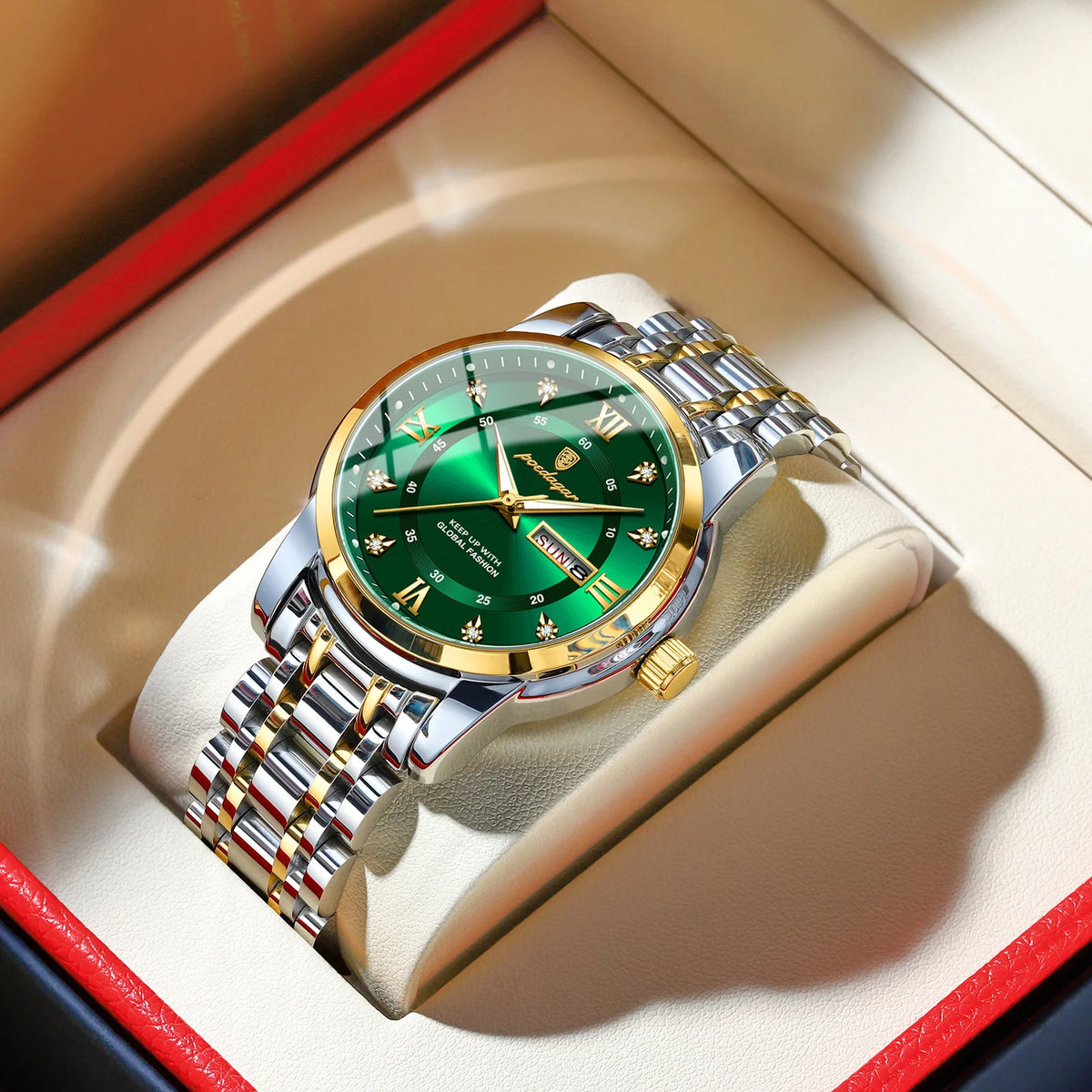 Montre-bracelet homme POEDAGAR de luxe tendance, étanche, en acier inoxydable, lumineuse, avec date et mouvement à quartz.
