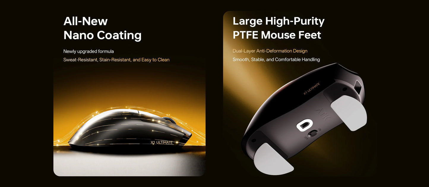 ATK Blazing Sky X1 V2 Ultimate Dual Mode Wireless Mouse Lightweight PAW3950 Ultra Dual 8K HZ Low Latency Custom Ergonomics Mouse