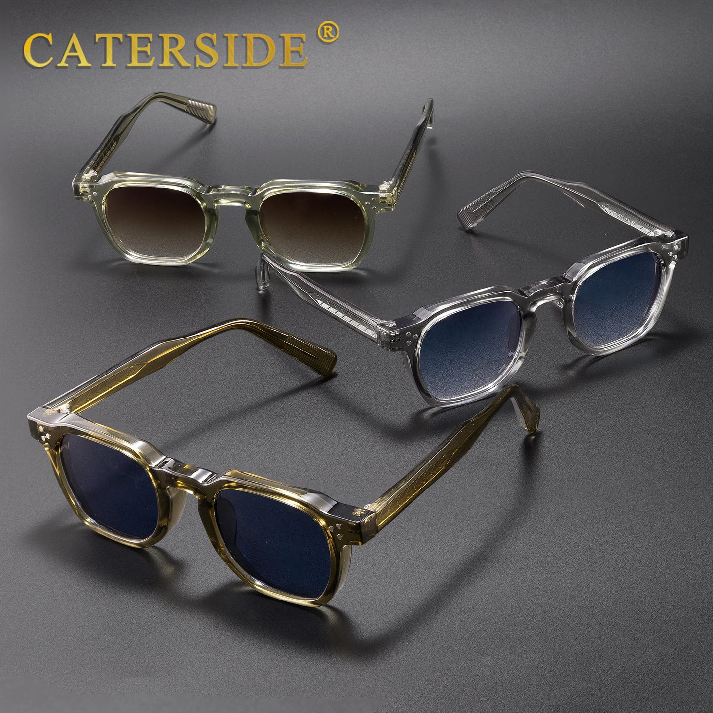 1/2/3 Pairs CATERSIDE Fashion Men Sunglasses Retro Brand Design Polycarbonate Frame Sun Glasses Women Travel Party Eyeglasses