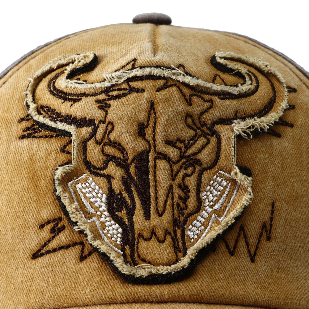 Hip Hop Vintage vypraná džínsová bejzbalová čiapka Casquette Homme s výšivkou býčej hlavy Y2k Snapback Dad Hats pre ženy a mužov