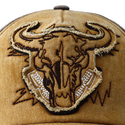 Hip Hop Vintage vypraná džínsová bejzbalová čiapka Casquette Homme s výšivkou býčej hlavy Y2k Snapback Dad Hats pre ženy a mužov