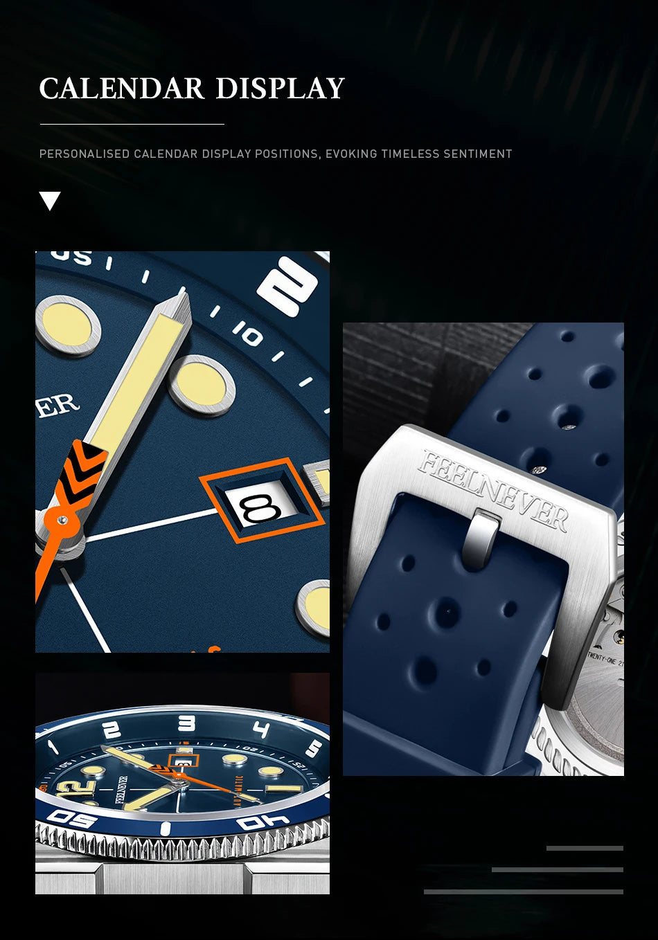 Reloj de buceo automático para hombre FeelNever 8215 con movimiento automático, superluminoso, acero 316, cristal de zafiro, reloj mecánico deportivo masculino