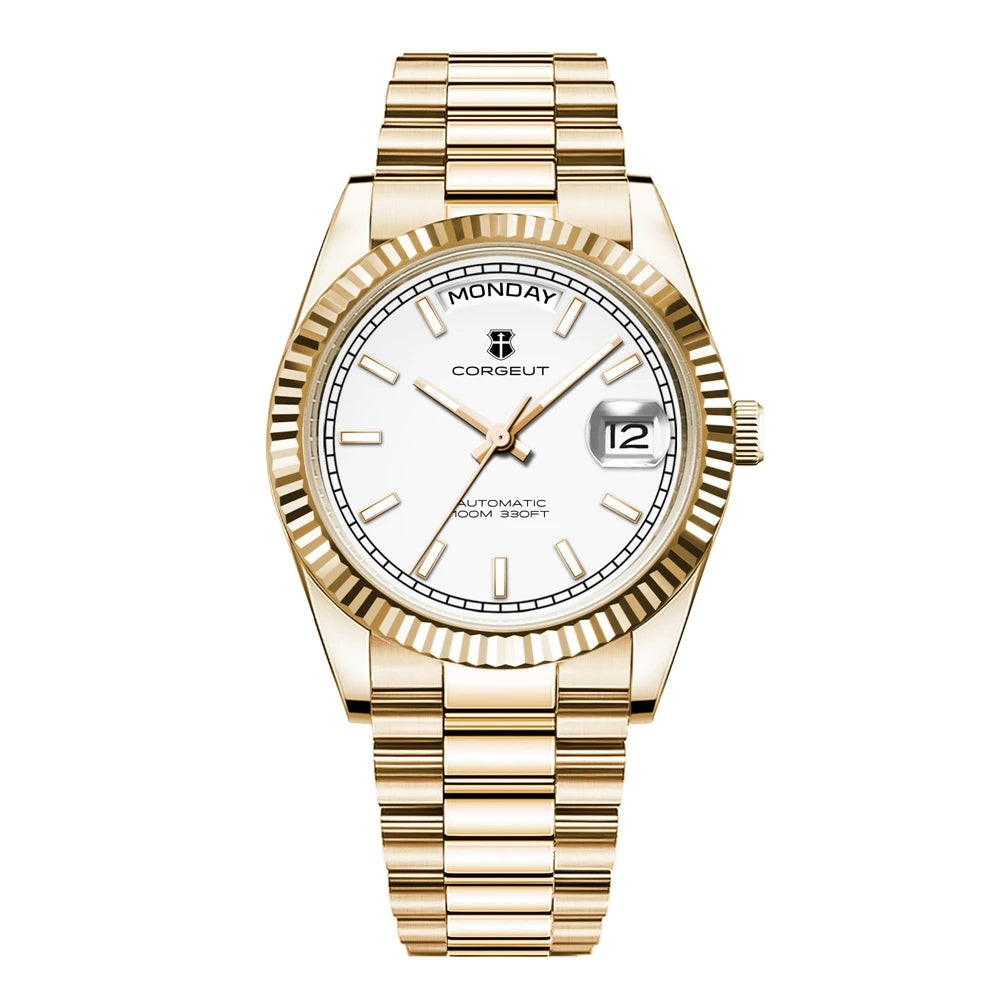 Luxury Corgeut 36MM Men Watch ST1644 Automatic Mechanical Wristwatch Sapphire Relogio Masculino 10BAR Day Swim dress Watches