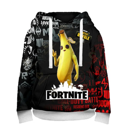 Sweatshirt com Capuz para Fãs de Fortnite, Impressão 3D Battle Royale, Cosplay Victory, para Homem, Mulher e Criança, Streetwear com Capuz
