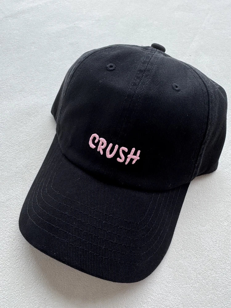 Unisex hímzett „crush” baseball sapka, fekete, hímzett kezdőbetűkkel, „dad hat”, 100% pamut, négy évszakra alkalmas baseball sapka