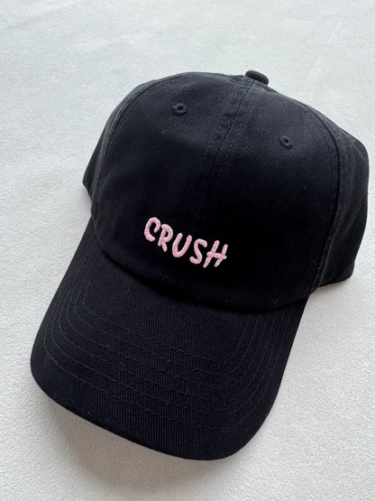Unisex hímzett „crush” baseball sapka, fekete, hímzett kezdőbetűkkel, „dad hat”, 100% pamut, négy évszakra alkalmas baseball sapka