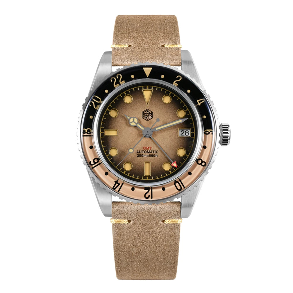 San Martin 2025 Men's Watches Retro NH34 GMT Sandwich Dial 40mm Bidirectional Sapphire Bezel Luxury Sports Watch 20Bar SN0134