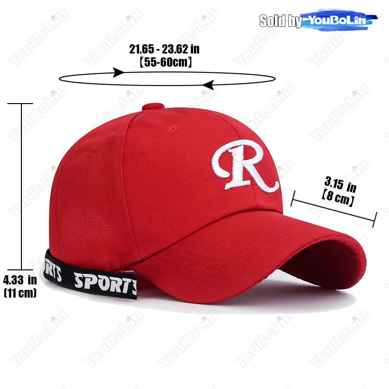 R písmeno Stuha Výšivka Bavlna Nastaviteľná Baseballová čiapka s pevným vrchom Slnečná čiapka Trucker čiapky Hip-hopové čiapky