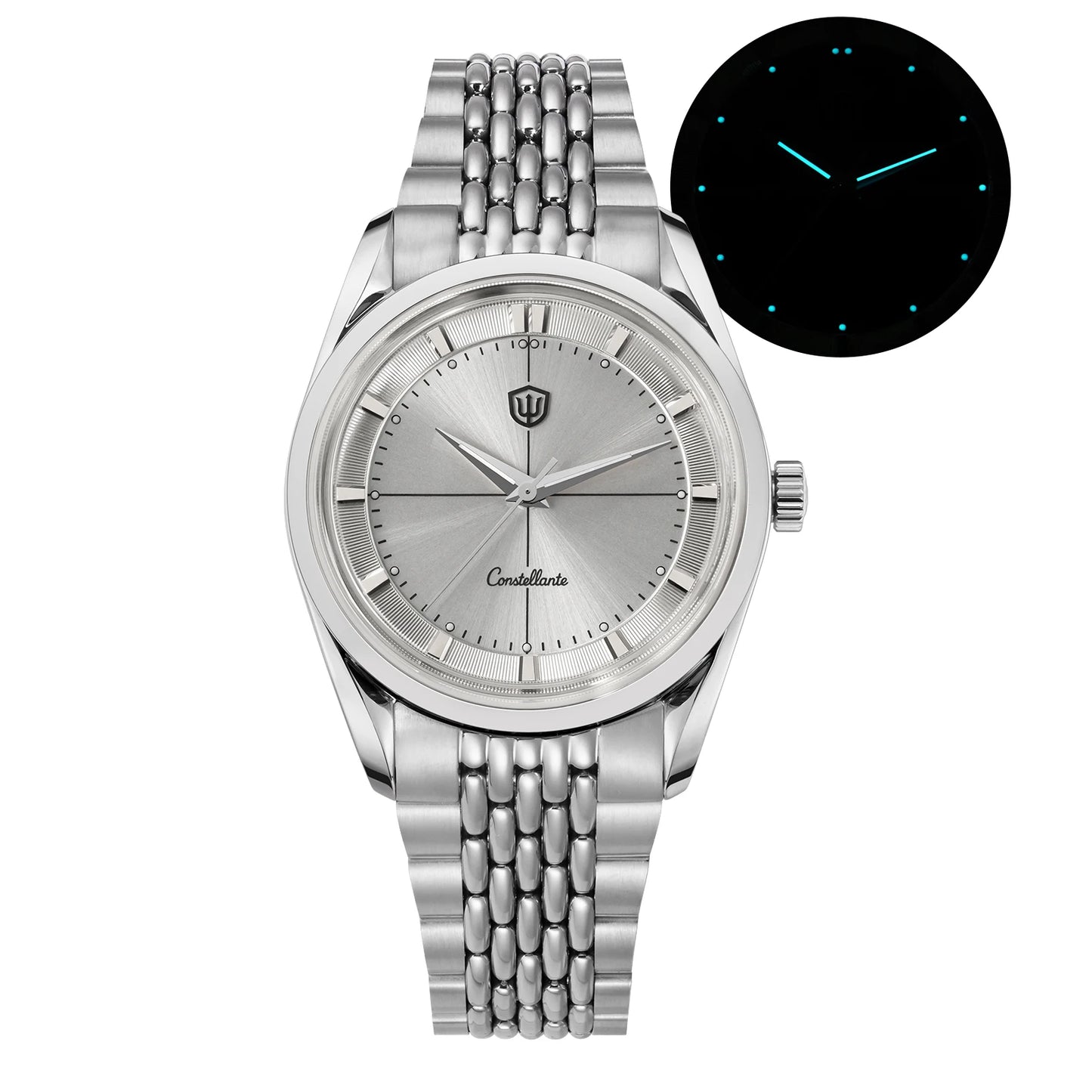 Watchdives WD1954 Arctic Classic 36mm Watch VH31Sweep Second Movement 316L Stainless Steel Watches Sapphire Crystal Luminova