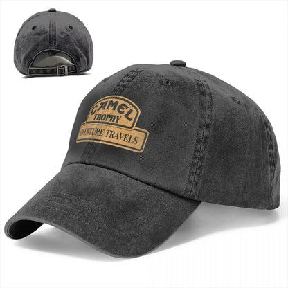 Retro bejzbalová čiapka Camel Trophy Racing pre mužov a ženy, v štýle „distressed“ z džínsoviny, s patentným zapínaním, outdoorová letná čiapka bez pevnej konštrukcie, mäkká čiapka